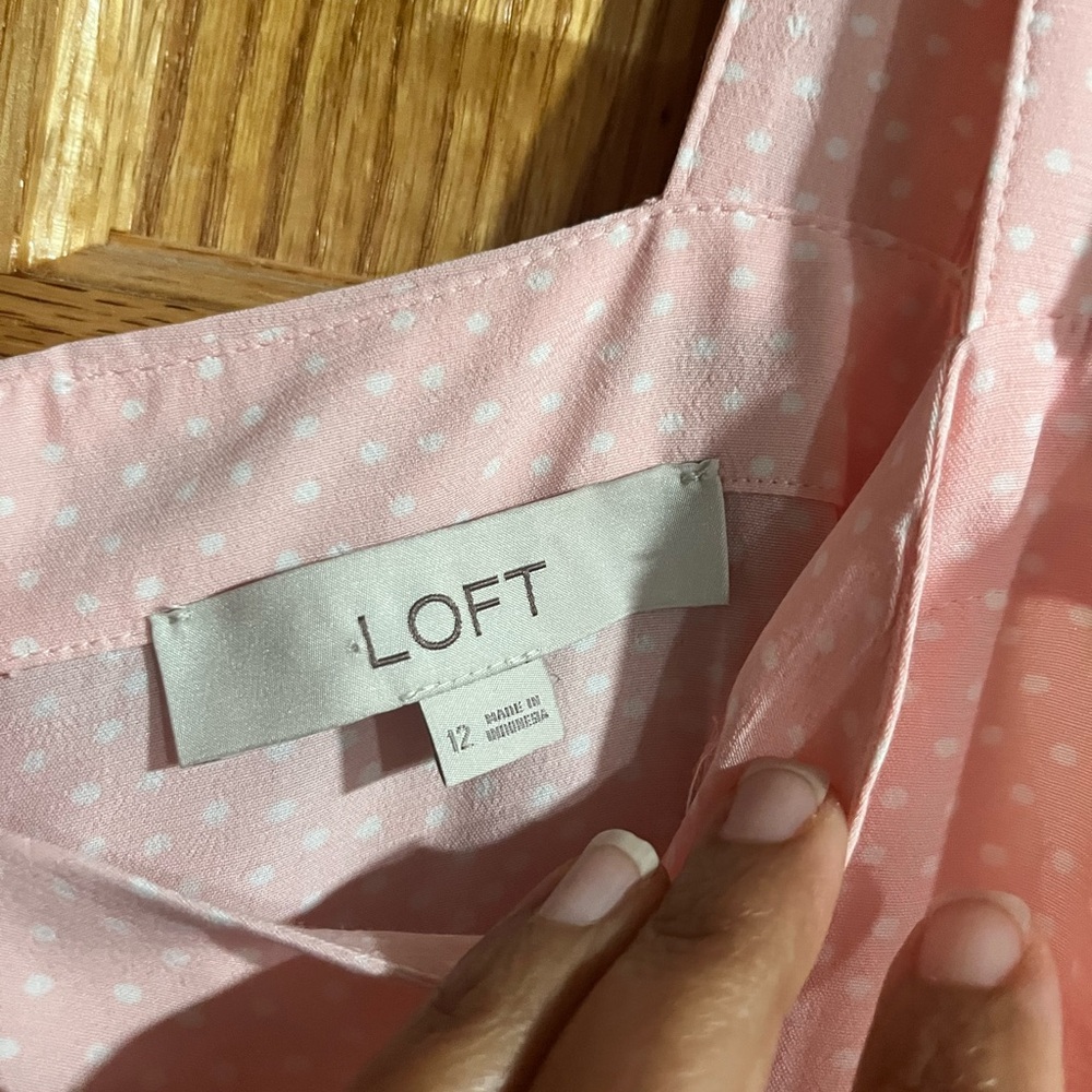 LOFT Pink Polka Dot Dress - Picture 2 of 8